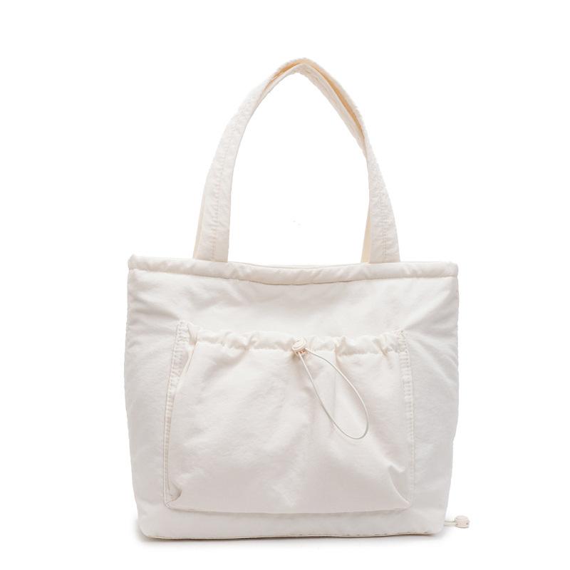 Large Capacity Tote Bag Women's 2025 New Trendy Casual Lightweight Commuter Bag Shoulder Pleated Drawstring Laptop Bag