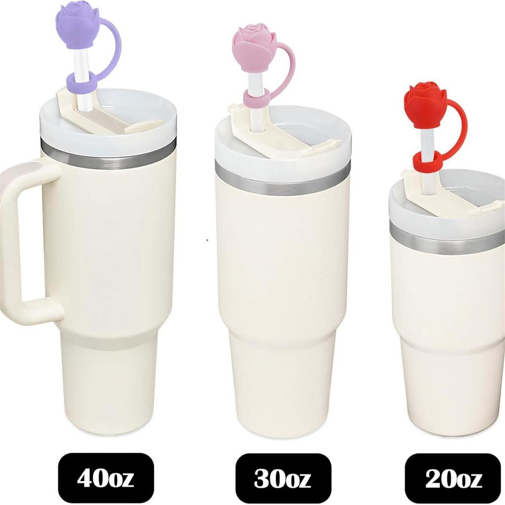 For Stanley 10mm Silicone Straw Cover Large Diameter Rose Flower Shape Heat-resistant Dust Proof Straw Plug Cap Cup Accessories