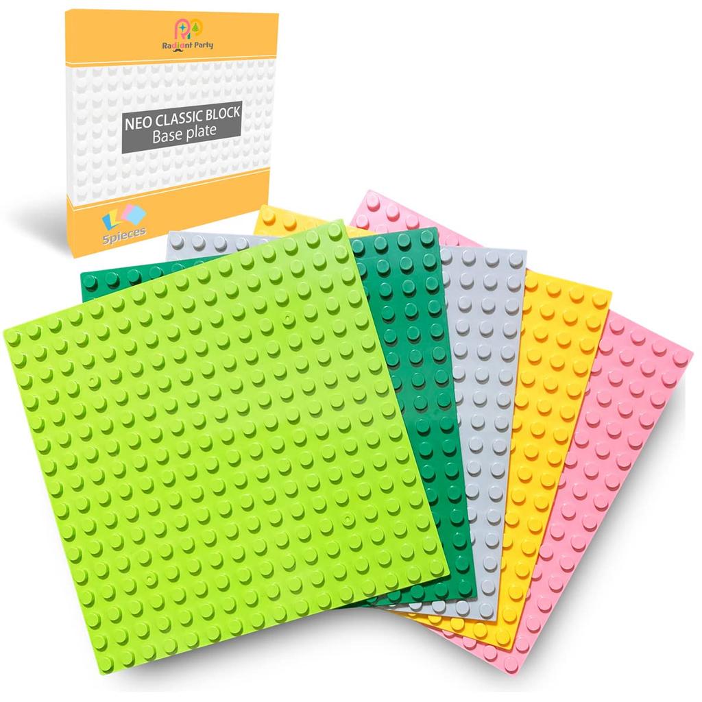 Яркие Строительные Блоки для Вечеринки, Совместимые с Duplo Anpanman Основы, 16x16 Точек, Набор из 5 Штук (1) (Зеленый, Желто-зеленый, Желтый, Розовый, Серый)