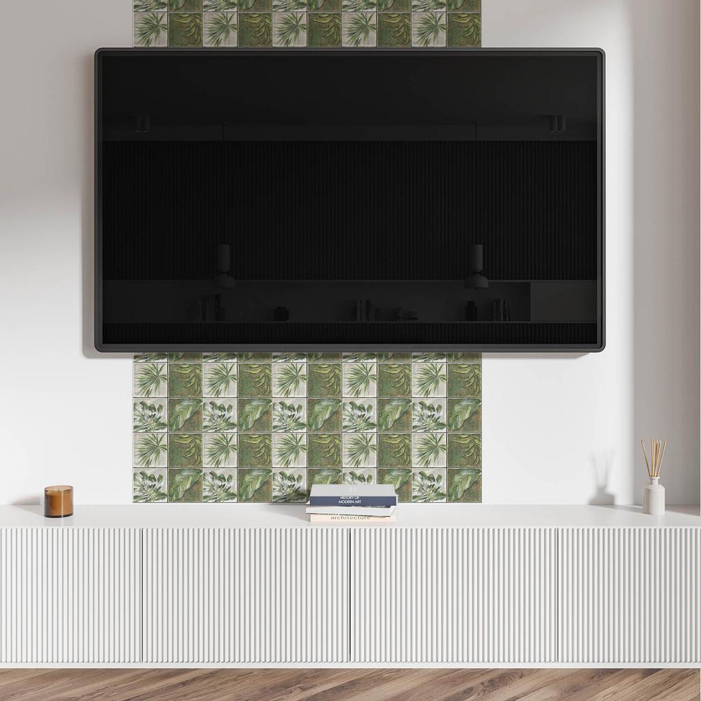 Zestaw Kafelków Winylowych Z Wzorem Samoprzylepne Do Sypialni Liście Na Kafelkach 20X20X20 Cm