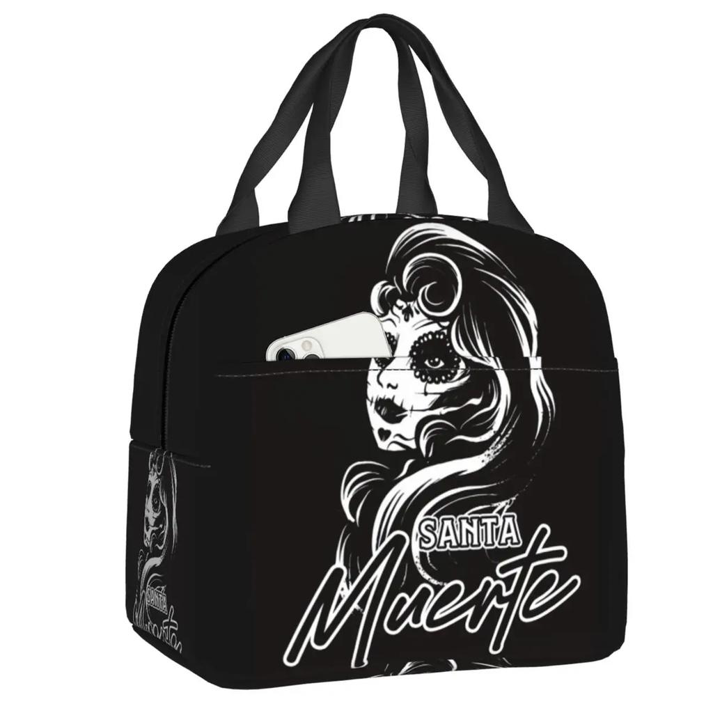 Санта Муэрте Святая смерть портативные ланч-боксы женские водонепроницаемые мексиканские мертвые сахарные черепа охладитель термоеда изолированная сумка для обеда