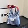 Летняя модная свежая большая вместительная сумка-тоут для женщин 2024 года, популярная новая клетчатая сумка через плечо