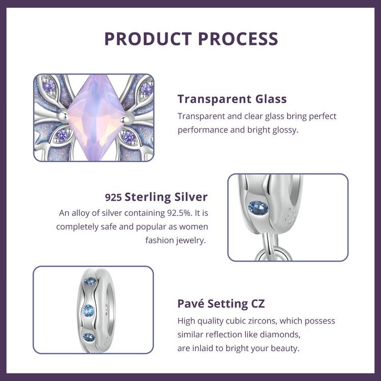 BAMOER стерлингового серебра 925 пробы волшебные подвески-бабочки Солнце и Луна бусины подходят для женщин оригинальные браслеты DIY ювелирные изделия