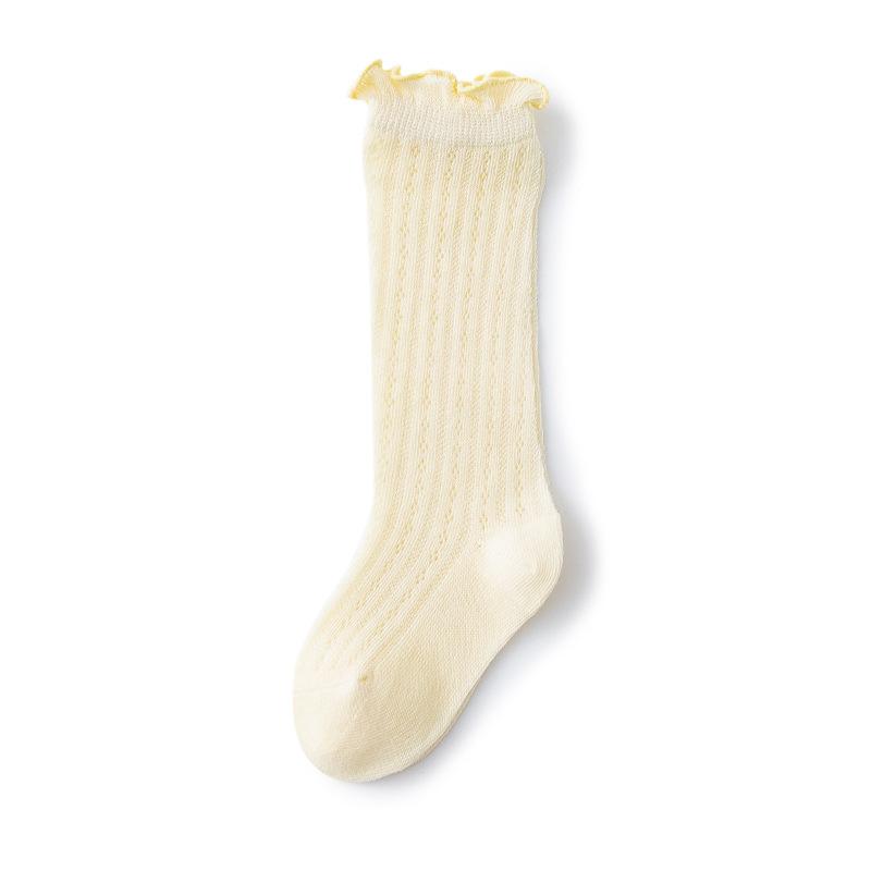 Летние носки для девочек, детские носки для малышей, длинные, до колена, сетчатые, тонкие, ажурные, мягкие, хлопковые, детские носки для детей от 0 до 5 лет