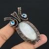 Rainbow Moonstone & Blue Evil Eye Pendant Gemstone Jewelry, 999 Copper Wire Wrapped Pendant, Handmade Beautiful Jewelry Pendant