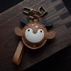 Original Design/Lulu Ping An Handmade Leather Car Key Bag Rearview Mirror Pendant, Women's Gift Keychain