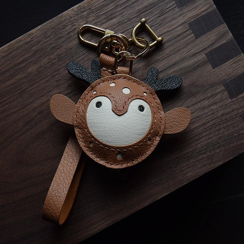Original Design/Lulu Ping An Handmade Leather Car Key Bag Rearview Mirror Pendant, Women's Gift Keychain