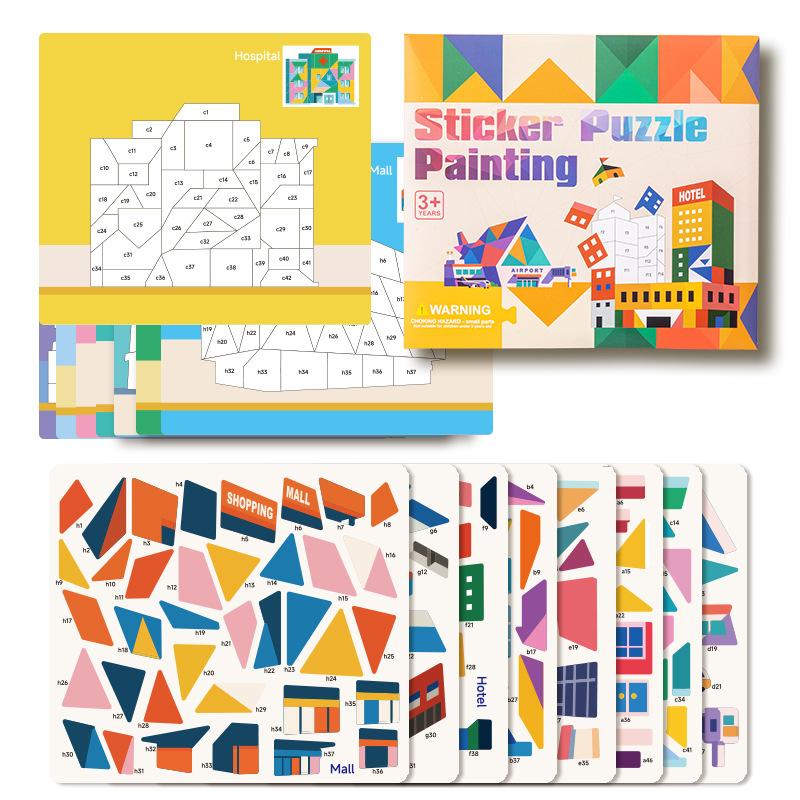 Детские наклейки, пазлы, рисунки, Монтессори, животные, транспорт, сопоставление форм, развитие мелкой моторики, развивающие игрушки-пазлы.