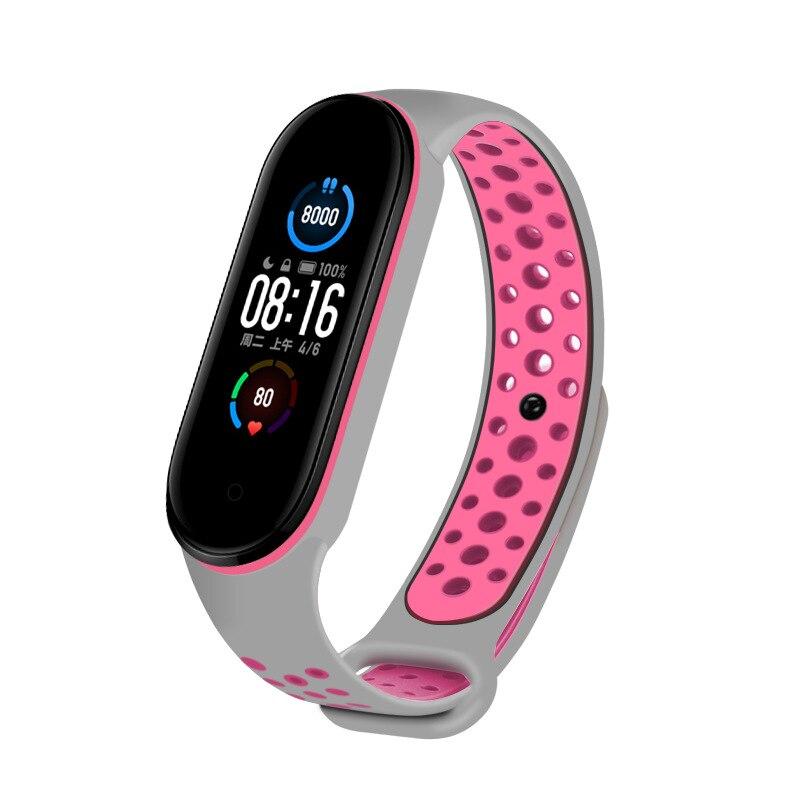 Силиконовый ремешок для Xiaomi Mi Band 8 7 6 5 4 3 двухцветный ремешок против пота спортивный дышащий сменный ремешок с пряжкой для Mi Band 8 7 6 5 4 3