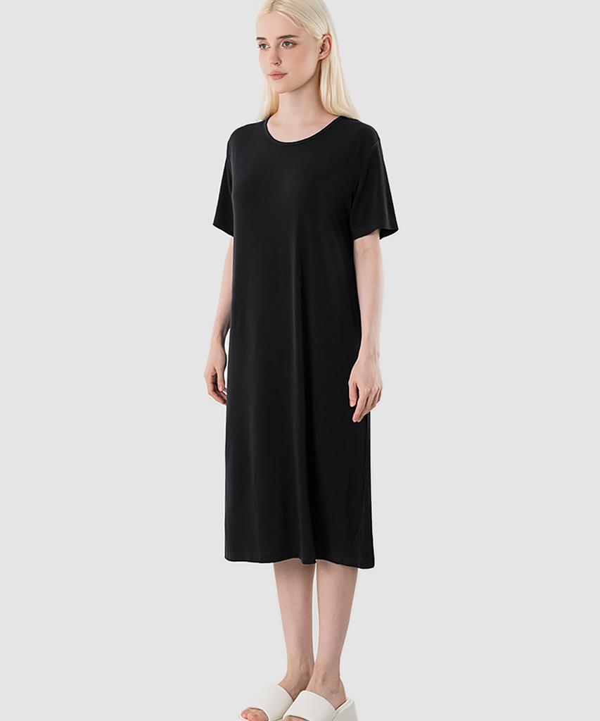 Armedes Women'S Loose Fit Short Sleeve Long Dress Ar-314