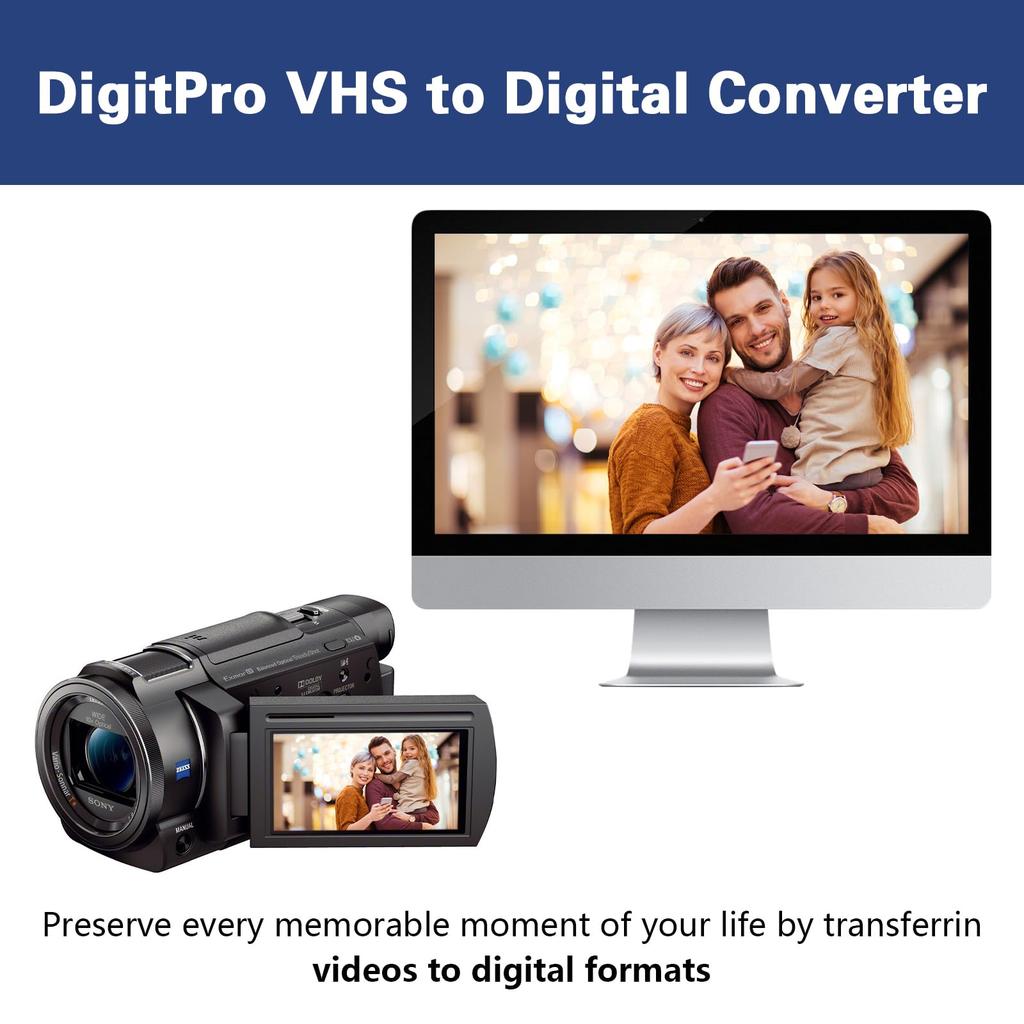 DigitPro USB Захват Видео VHS в Цифровой RCA в USB Конвертировать VHS Видеомагнитофон Hi8 Mini DV в Совместимый с Лентой ПК Windows и Mac OS Карта, Конвертер,