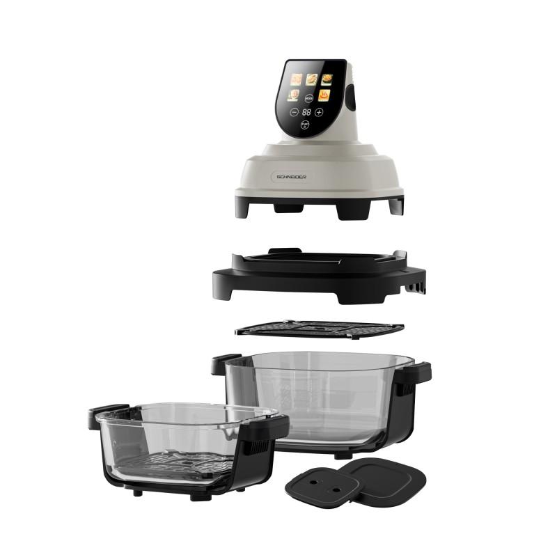 Schneider - Crispi - Or - Beige - Friteuse à Air Panoramique - 1500w - 2 Bacs Verre