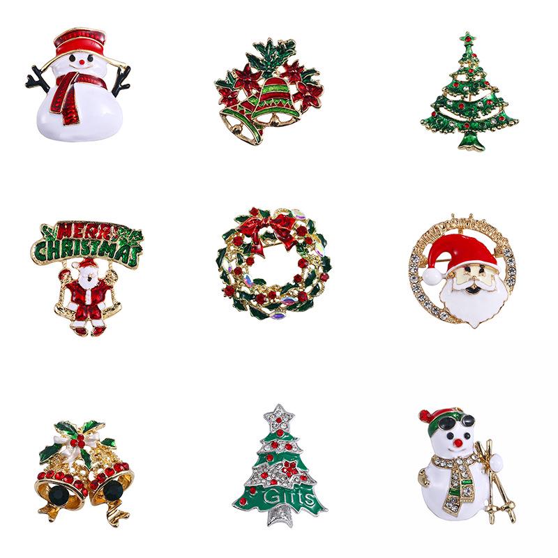 Santa Claus Christmas Tree Brooch - Retro Alloy Jewelry Pin for Clothing, Shoes, and Hats