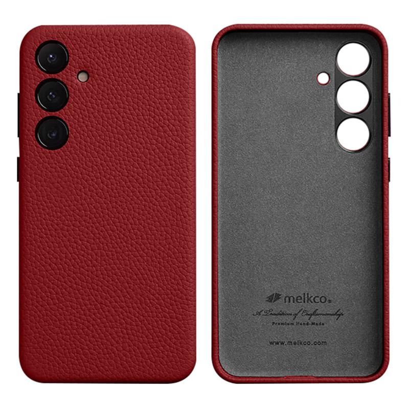 Чехлы для мобильных телефонов MELKCO для Samsung Galaxy S24, устойчивые к царапинам, из натуральной коровьей кожи + чехол из поликарбоната