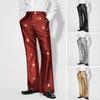 Men's Shiny Sequin Trousers Retro Elastic Waist Party Dance Pants Wide Leg Night Club Disco Pants for Stage Performance Hip-Hop Bar