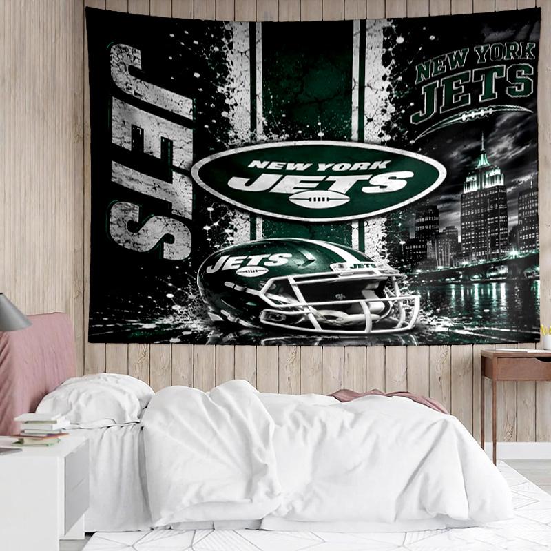 New York Jets logo Tapestry for Bedroom Aesthetic Classroom Tapestries Wall Hanging for Living Room Dorm Office,Ideal Creative Gift