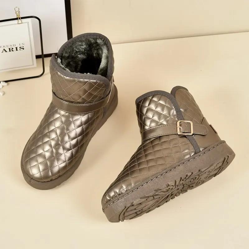 Женские зимние ботинки, водонепроницаемые, массивные, женские, черные, с круглым носком, на платформе, ботильоны, плюшевые, горячая распродажа, шикарный и элегантный косплей