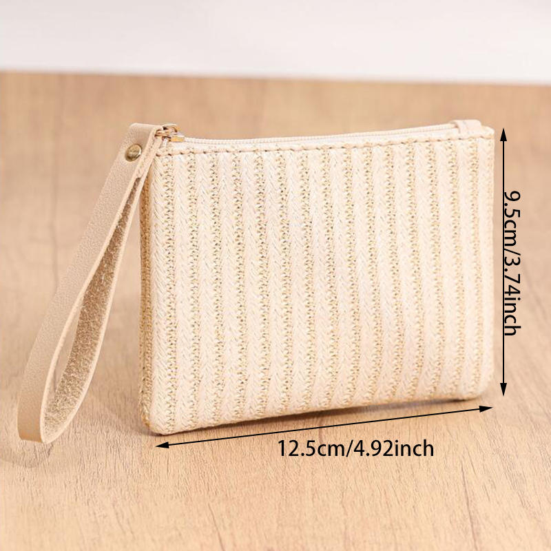 Женская летняя соломенная сумка с вертикальной полоской, новая мини-сумочка, кошелек, сумка для карт, женские клатчи и браслеты