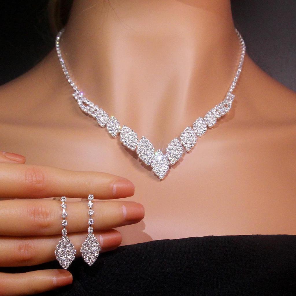 Свадебный набор ожерелья и серег с кисточками из страз - Женские свадебные ювелирные аксессуары
