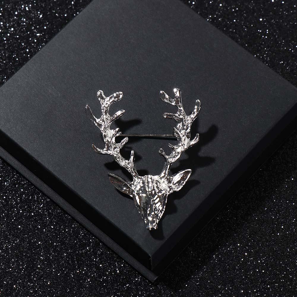 Lapel Pin Elk Head Brooch Zinc Zinc Alloy Deer Metal Brooch Funny Christmas Badge Men