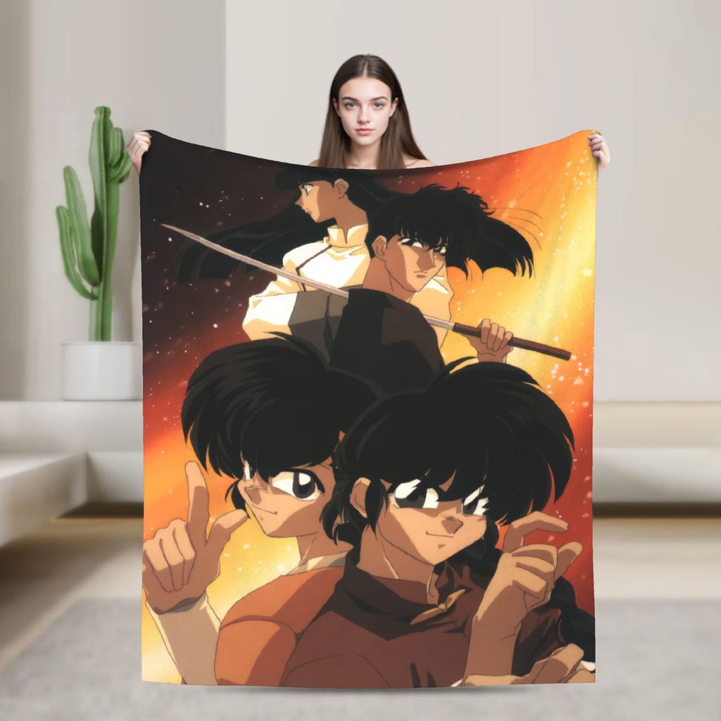 Akane Tendo Ranma 1/2 Blanket Flannel Textile Decor Multifunction Warm Throw Blankets for Sofa Bedroom Plush Thin Quilt