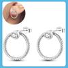 New S925 Silver Double Hoop Earrings Sparkling Pave Stud Earring Gift For Women Engagement Jewelry Anniversary