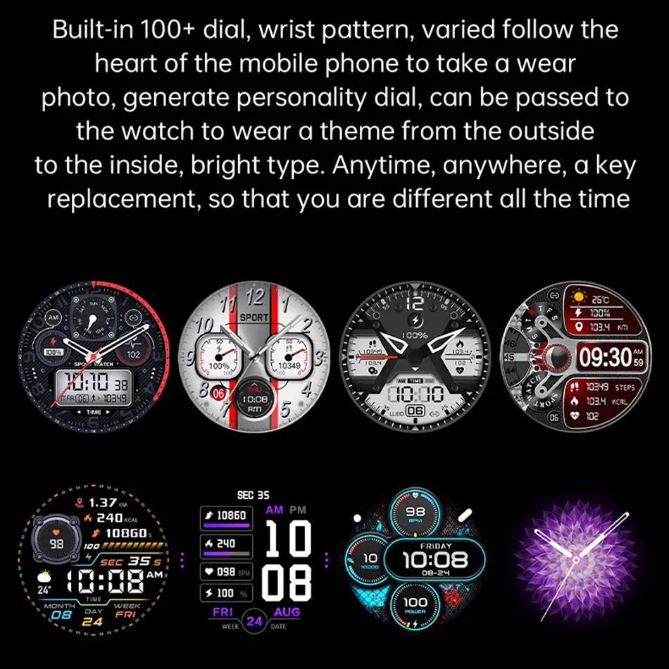 LUCKYSTART Smart Watch Men 2024 Новые спортивные часы с дисплеем 1,6 дюйма AMOLED, 4G ROM, голосовые вызовы, локальная музыка, водонепроницаемые мужские умные часы