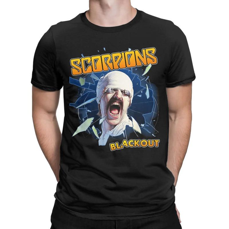Черные футболки Scorpions для мужчин Повседневные футболки из чистого хлопка С круглым вырезом С коротким рукавом Одежда