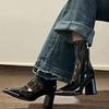 Thick-soled Internet Celebrities with the Same French Square Head Thin Short Boots Women 2025 New Thick Heel High Heel Martin Boots Thin Boots