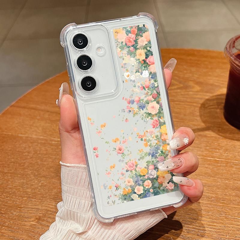 Прозрачный чехол для Samsung Galaxy S25 Edge S24 S25 S23 Ultra S22 Plus S24 FE A56 A16 A55 A54 A15 A36, красочный цветочный чехол из ТПУ для телефона
