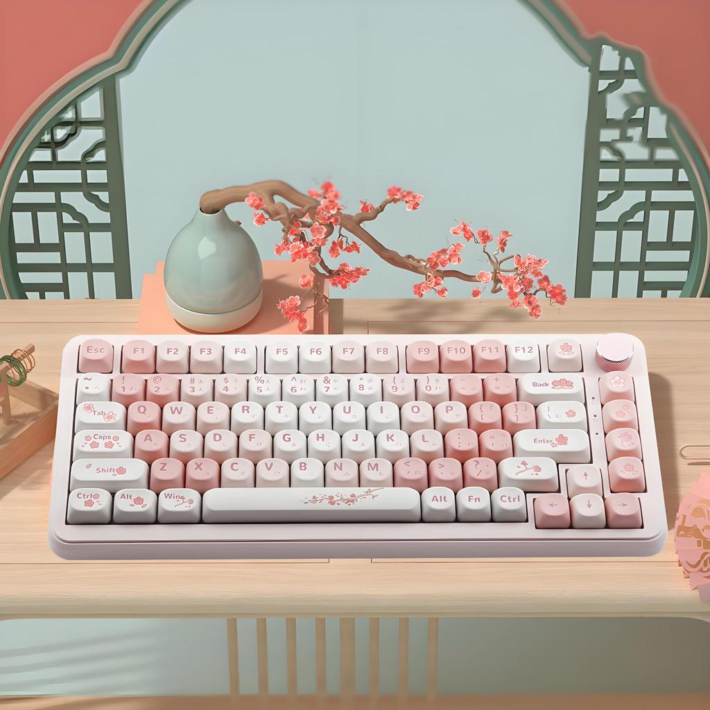 134 клавиши PBT Японский профиль MOA Сакура Розовые сублимированные колпачки для механической игровой клавиатуры с переключателями MX, Тема, 5-сторонняя
