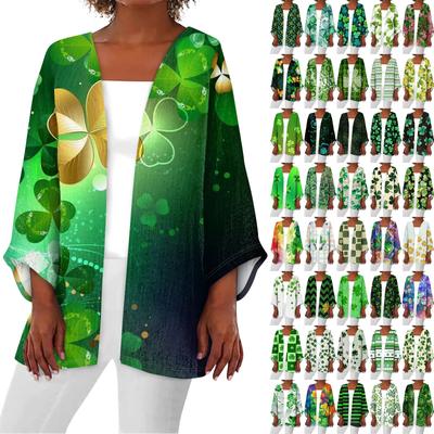 Женская повседневная мода Caot Printed Lightweight Medium Long Jacket Cardigan