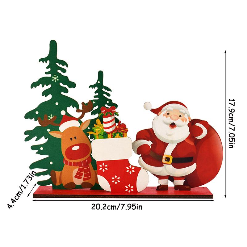 Christmas Wooden Ornaments Santa Claus Snowman Xmas Tree Desktop Signs 2025 New Year Party DIY Decoration For Home Navidad Gifts