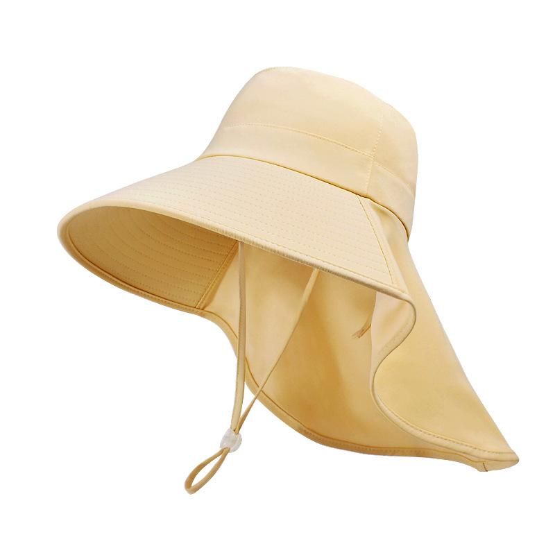 8555 Summer Outdoor Sunscreen Visor Versatile Large Brim Shawl Fisherman's Hat with Ponytail Hole Hat Women
