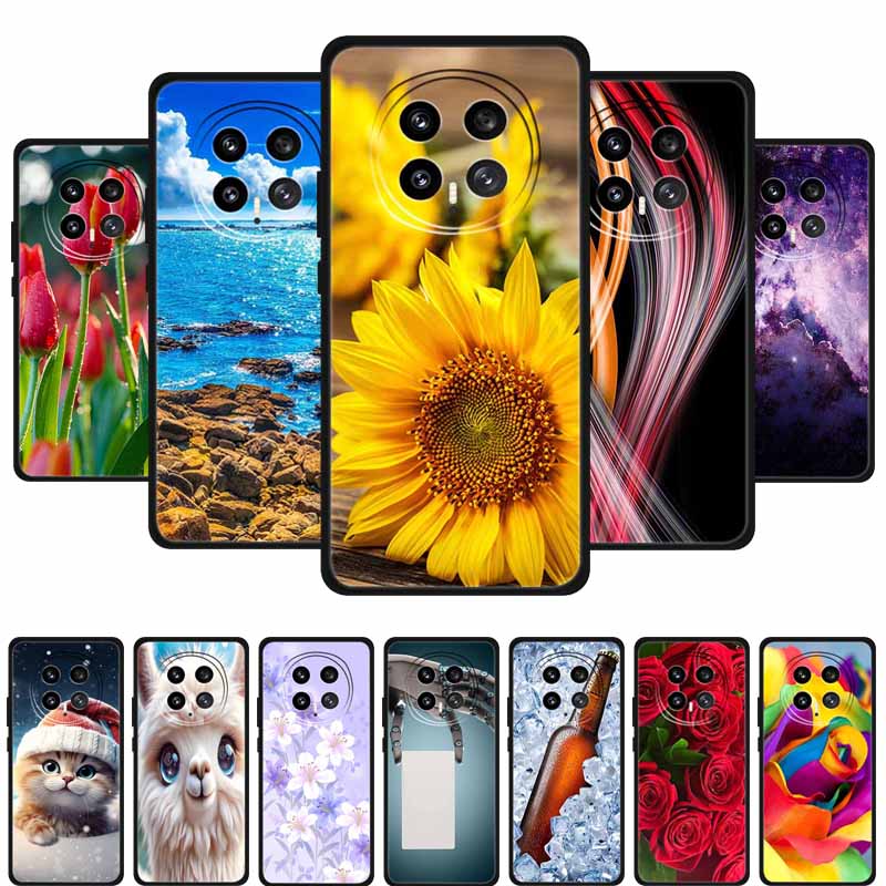 Защитный чехол для мобильного телефона For Honor Magic8 5G, с цветочным рисунком, мягкий, черный силикон, задняя крышка для Honor Magic 8 2025, чехол Funda