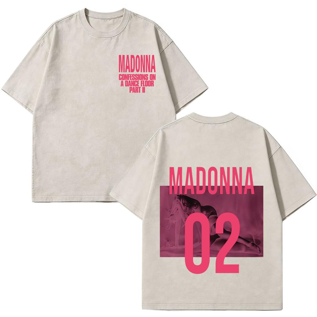 Madonna Confessions Ii Album Tour 2026 Print Vintage Washed Tshirt Men Women Loose Casual Cotton Oversized Tshirt Streetwear