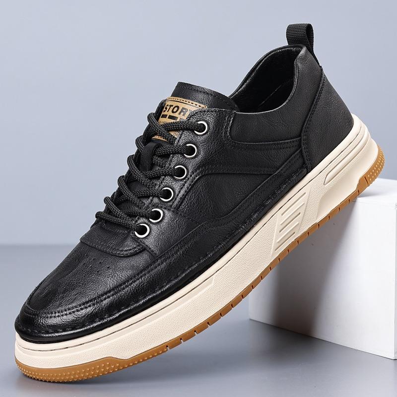 Fashion Spring Autumn Leather Casual Sneakers for Men Fashion Soft-soled Solid Color Men Board Shoes Designer Sports Platform Shoes Male