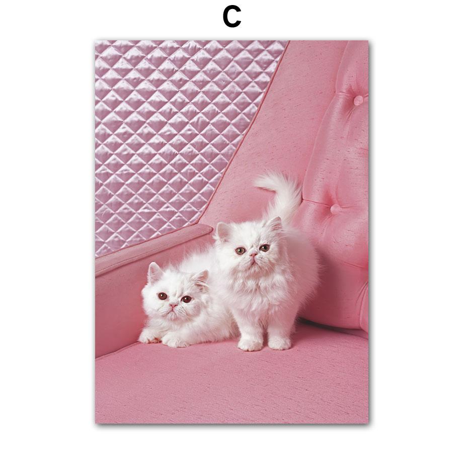 Настенный холст, постер, розовый блестящий плакат, поцелуй, девушка, собака, кошка, винтажный автомобиль, декор для гостиной, печать, картина, домашняя спальня