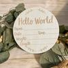 Commemorative Wooden Sign Natural Easy To Match Raised Texture Reused Versatile Gift No Burrs Birth Announcement Wooden Sign Newborn Bath Supply