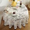 Floral Linen Cotton Tablecloth with Tassel Round Table Cover Dining Table Cover Tea Table Cloth Retro
