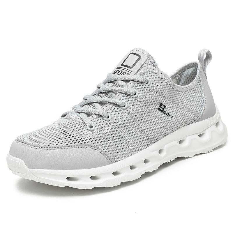 Fashion Men's Comfortable Walking Shoes Cushioned Arch Support Sneakers Breathable Mesh Casual Wear Black Grey