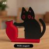 Черный кот толкает вазу Декор Коллекция кошачьих усов и Мемориальная коробка Магнит на холодильник Декор для дома и офиса Идеальный подарок для любителей кошек
