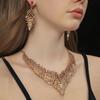 Модный набор ювелирных украшений с инкрустацией стразами, цепочка на ключицу, ожерелье, набор серег, для вечеринки