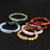 8MM Natural Agate Stone Tiger Eye Stone Obsidian Crystal Bracelet Beaded Elastic Wire Braided Bracelet