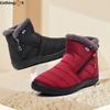 Новые зимние высокие повседневные ботинки из хлопка большого размера с круглой молнией на низком голени, хлопковые сапоги с подкладкой, водонепроницаемые зимние сапоги