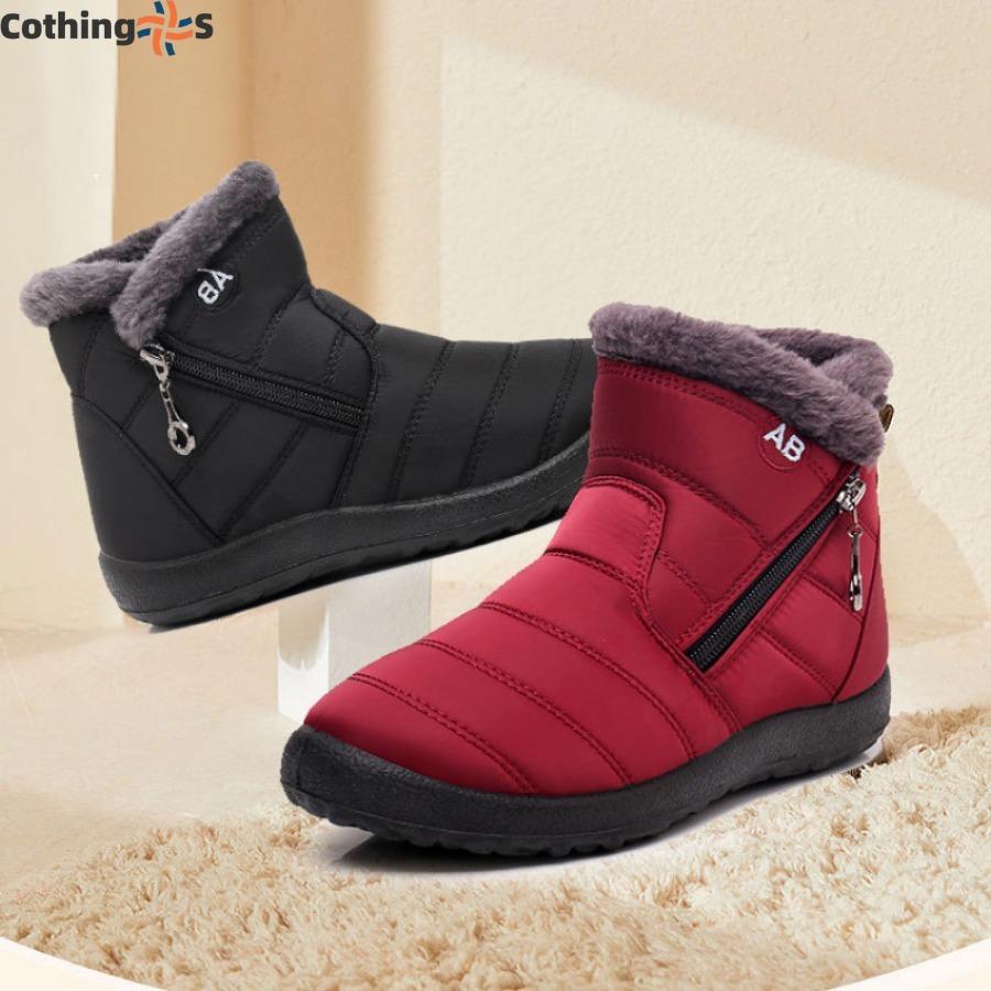 Новые зимние высокие повседневные ботинки из хлопка большого размера с круглой молнией на низком голени, хлопковые сапоги с подкладкой, водонепроницаемые зимние сапоги