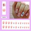 24pcs Manicure Fake Nials Press On Nails Purple Love Heart French Long Square False Nails White Edge