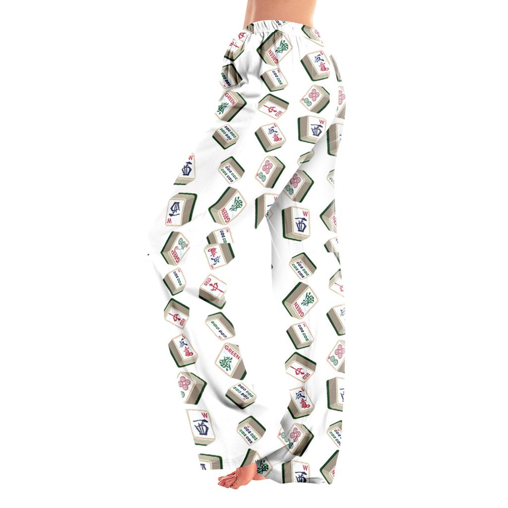 Adult Pajama Pants Sleepwear Casual Drawstring Elastic Waist Pants Comfortable Straight Yoga Loose Trousers