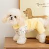 Small and Medium-sized Dogs Autumn and Winter Warm Puppies Dog Lapel Small Flower Four-legged Cotton-padded Clothes Teddy Than Bear Cat Pet Clothes