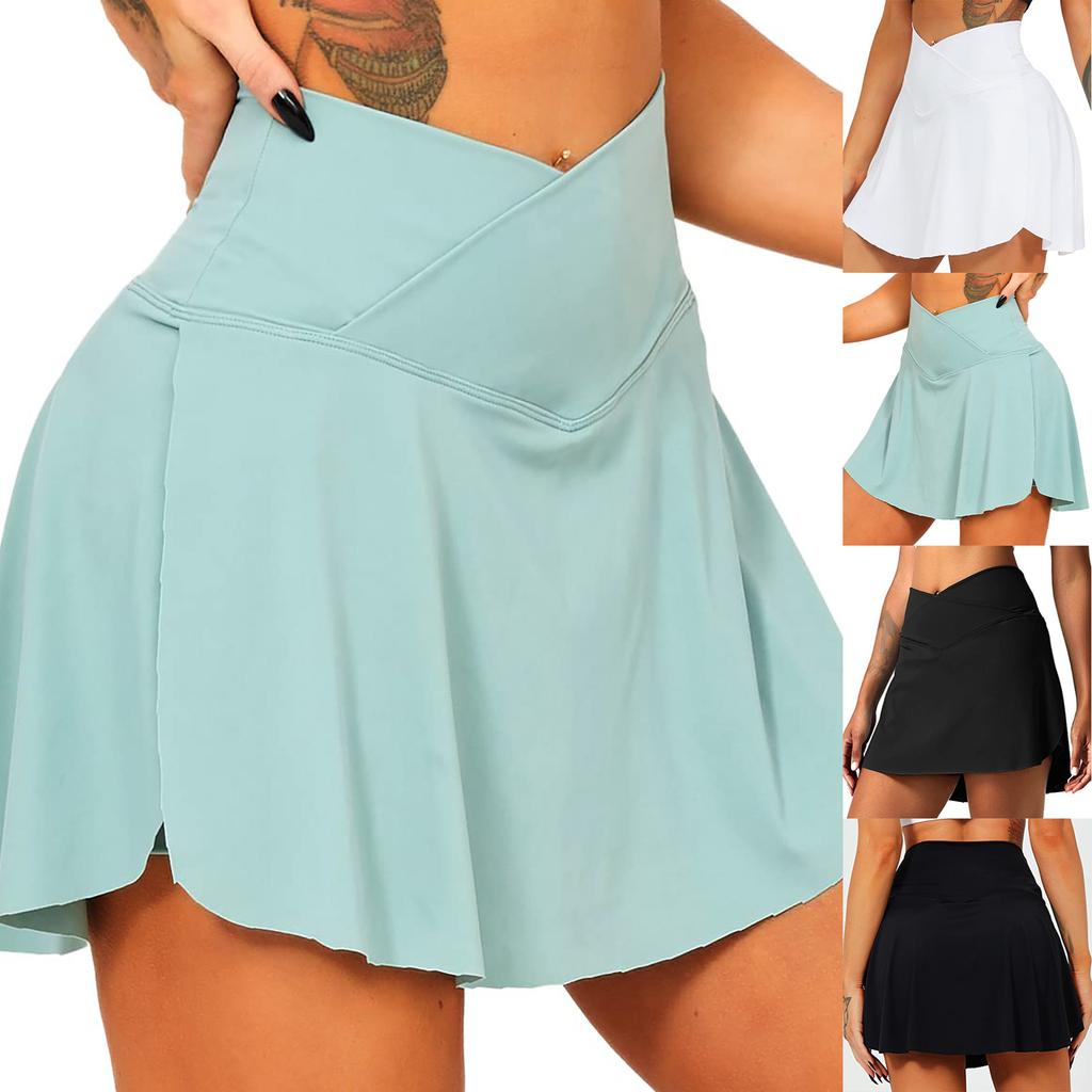 Women Pleated Tennis Skirt With Pockets Shorts High Waisted Athletic Golf Skorts Workout Sports Skirts